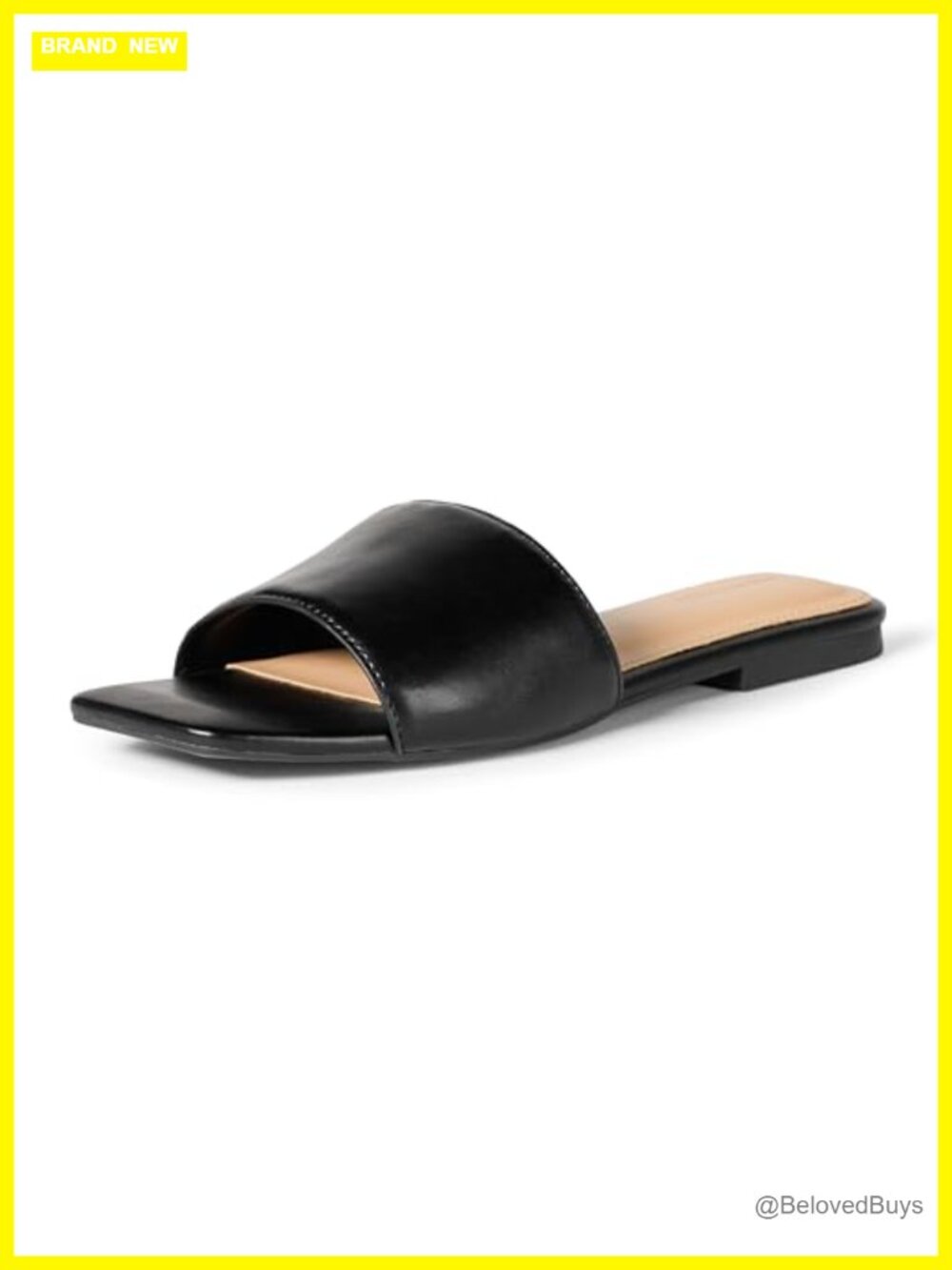Women's Flat Slide Sandals with Memory Foam - Faux Leather